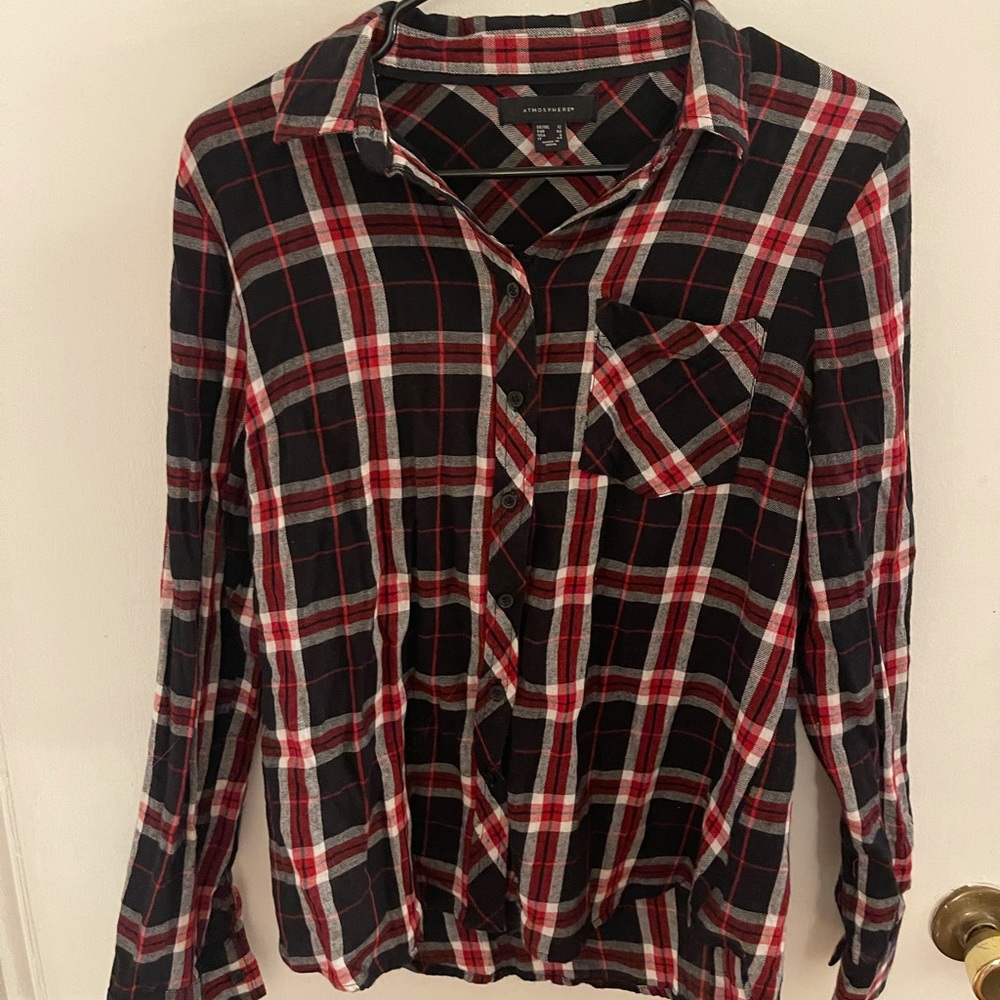 Black Plaid Top - fits like a size Small